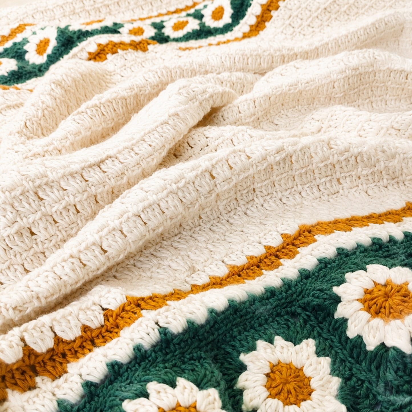 Mossy Bloom Baby Blanket Crochet Pattern