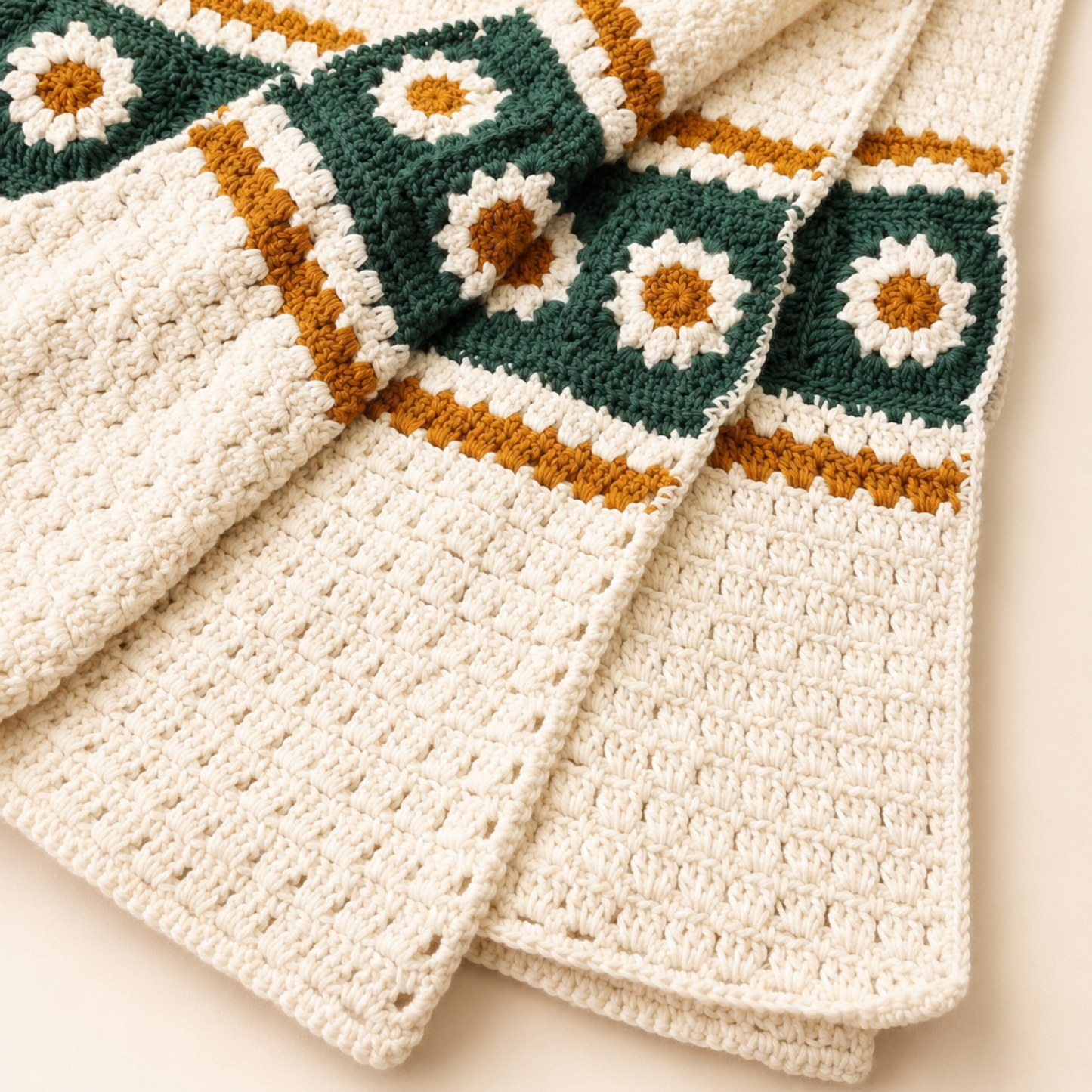Mossy Bloom Baby Blanket Crochet Pattern
