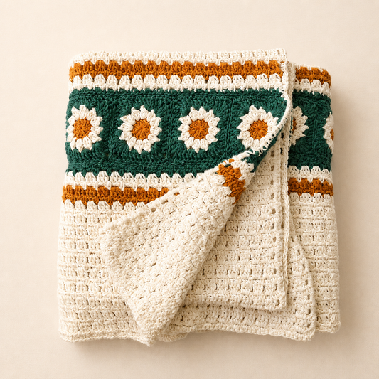 Mossy Bloom Baby Blanket Crochet Pattern